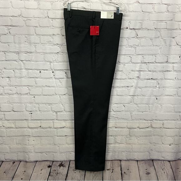 JF J. Ferrar Dress Pant Men's 34 x 32 Black/Gray Pin Stripe Slim Fit Flat Front - Picture 8 of 9